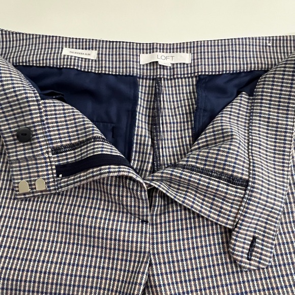 LOFT The Riviera Slim Pants Women Sz 12 Plaid Check Stretch Office Casual Preppy - Picture 12 of 16
